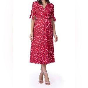 Seraphine red floral maternity wrap dress size US 8